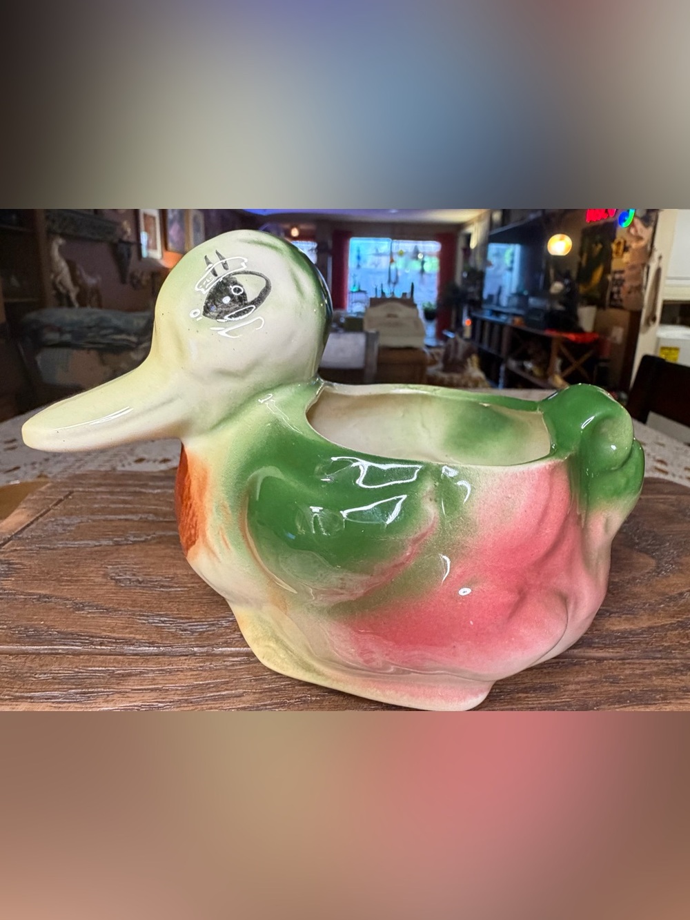 Vintage American Bisque Big Eye Duck Planter MCM Art Pottery